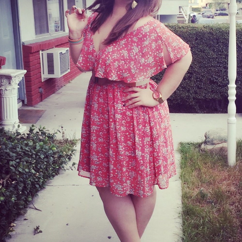 Forever 21. Floral dress. Super cute. Flattering